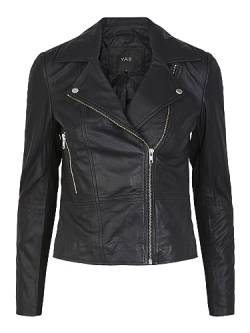 YAS Damen Yas sophie Leather Jacket Noos Lederjacke, Schwarz, M EU von YAS