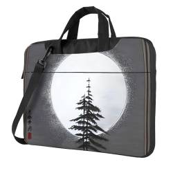 Laptoptasche, Mondkiefer-Druck, tragbare Schultertasche, Schultertasche, schlanke, langlebige Laptop-Aktentasche, Schwarz, 14 inch von YAzgaN