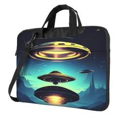 Laptoptasche, Spacecraft Descend Print, tragbare Schultertasche, Schultertasche, schlanke, langlebige Laptop-Aktentasche, Schwarz, 14 inch von YAzgaN