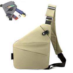 Anti Diebstahl Tasche, Tasche for Men and Women, Anti Diebstahl UmhäNgetasche, UmhäNgetasche (Khaki,Links) von YBOEG