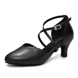 YCALCP Latein Tanzschuhe Damen 6cm Tanzschuhe Damen Latein Salsa Tango Bachata Ballsaal,DSL666-Schwarz-6cm-S,EU 36 von YCALCP