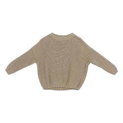 Solide Strickpullover für Babys, Jungen, Baumwolle, langärmelig, Pullover, Oberteil, Herbst- und Winterkleidung O Strickjacke Mädchen (Khaki, 3-6 Months) von YCBMINGCAN