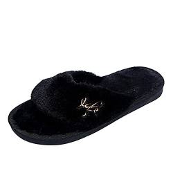 YCBMINGCAN Filzpantoffeln Herren Hausschuhe Pantoffeln Outdoor-Farb-Hausschu gemütliche Hausschuhe für den Alltag (Black, 39) von YCBMINGCAN