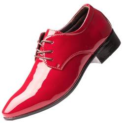 YCBMINGCAN Koreanische Version Atmungsaktive Spitze Schuhe Britischen Casual Schuhe Show Schuhe Weiß Nachtclub Herren Schuhe Studio Schuhe Herren Sneaker 42 (Red, 38) von YCBMINGCAN