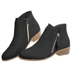 YCBMINGCAN Minimalistische Stiefel mit seitlichem Reißverschluss für Damen, Stiefeletten, kurze Stiefel, Einzelschuhe für Damen, Freizeitschuhe Schuhkartons Für (Black, 42) von YCBMINGCAN