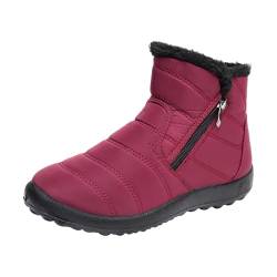 YCBMINGCAN Winter Bequeme Baumwollschuhe Anti-Rutsch-Stiefel Für Frauen Schneestiefel Waetpoof Fußball Schuhe Damen (Watermelon Red, 38) von YCBMINGCAN