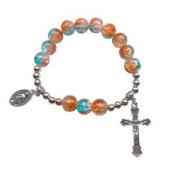 YCHUCH Religiöser Kristall-Schmuck, Glas-Kristallperlen, religiöser Schmuck, Rosenkränze, Armbänder, elastische Armbänder von YCHUCH