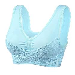 YCYATS Korsett BH, Comfy Korsett-BH Front Cross Side Buckle Lace Bras, Ultra Lift Komfort BH ohne Stützdraht (M, Blue) von YCYATS