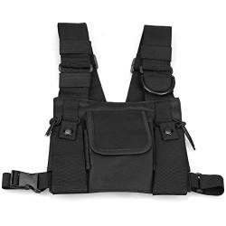 Herren Damen Umhängetaschen Chest Rig Bag Hip Hop Streetwear Herren Funktionelle Taillentaschen Verstellbare Taschen Weste, Schwarz von YCYNPXIR