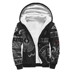 YCYR Herren Viking Hoodie, Norse Mythology Tattoo Harajuku Lässiges, Lockeres Sweatshirt, 3D Gedruckte Langarm-Pullover-Streetwear Mit Großer Tasche,Cotton Jacket,4XL von YCYR