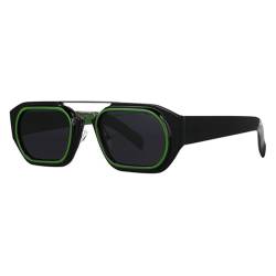 YDFSZD Quadratische Sonnenbrille Vintage Dekorative Sommer Herren Damen Sonnenbrille UV400,Grün von YDFSZD