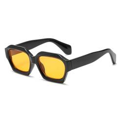 YDFSZD Sonnenbrille für Damen mit quadratischem Rahmen, schwarze Farbe, Punk-Trend-Sonnenbrille, UV400-Schutz, schwarz/orange von YDFSZD