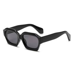 YDFSZD Sonnenbrille mit quadratischem Rahmen für Damen, schwarz, Punk-Trend-Sonnenbrille, UV400-Schutz, schwarz von YDFSZD