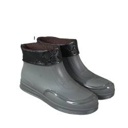 YDYAENIO Gumischtifel Herren Regenstiefel Herren Kurze Röhre Outdoor Sportschuhe Radfahren Arbeit Garten Gummischuhe Leichte wasserdichte Überschuhe(Grey-Plush,44) von YDYAENIO