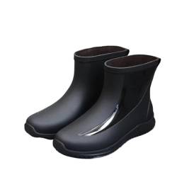 YDYAENIO Gumischtifel Herren Regenstiefel Herren wasserdichte Regenschuhe mit Kordelzug Samtgepolsterter Anzug Warme Flache Regenstiefel(Black,44) von YDYAENIO