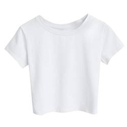 YEBIRAL Damen Bauchfrei Top T-Shirt Sommer Casual Kurzarm Oberteile Basic Shirt Rundhals Pullover Frauen Teenager Mädchen Cropped Tee Sweatshirt Kurz Sexy Sport Crop Tops von YEBIRAL