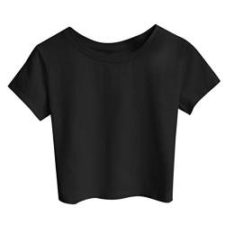 YEBIRAL Damen Bauchfrei Top T-Shirt Sommer Casual Kurzarm Oberteile Basic Shirt Rundhals Pullover Frauen Teenager Mädchen Cropped Tee Sweatshirt Kurz Sexy Sport Crop Tops von YEBIRAL