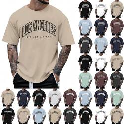 t-shirt Herren oversize vintage los angeles tshirt rundhals kurzarm Sommer t shirt mode Streetwear männer Kleidung Sportshirt Longshirt von YEBIRAL