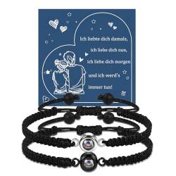 YELUWA 2 Pcs Paare Armbänder, Ich Liebe Dich 100 Sprachen Armbänder, Paare Armbänder Fernbeziehung Ihr Armband Valentinstag Süßesten Paare Geschenke Für Ihn Ihr Freund Freundin Frauen Männer Schwarz von YELUWA