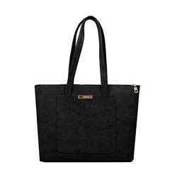 YENVWG Große Kapazität Tasche für Frauen Mädchen PU Satchel Handtasche Stilvolle Umhängetasche Retro Dating Tasche Tragbare Top Griff Tasche, Schwarz von YENVWG