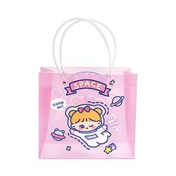 YENVWG Transparente Handtasche für Damen, tragbar, leicht, Cartoon-Druck, Tasche mit Tragegriff oben, quadratisch, 2 von YENVWG