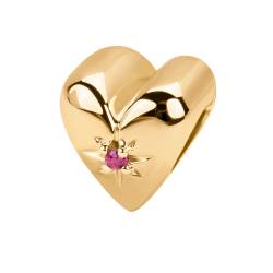 Gold-plated silver beads with zirconia - heart - BeLoved von YES jewellery