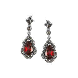 Silver earrings with marcasites and garnets von YES jewellery