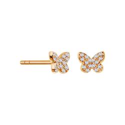 Silver gold plated earrings with zircons - butterflies - Mini von YES jewellery