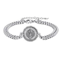 YFN Heiliger Antonius Armband Sterling Silber Religiöser Beschützer Armband St Anthony Schmuck Saint Anthony Geschenke für Damen Herren von YFN