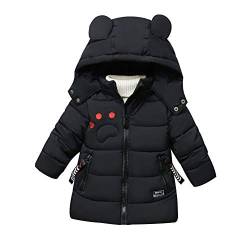 YFPICO Jungen Warme Winterjacke Kapuzenmantel Dicke Wintermantel Cartoon Baumwollmantel Parka Outwear, Schwarz, 110 von YFPICO