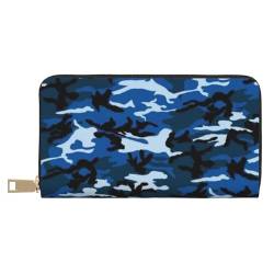 YFSGDLBN Blaue Camo bedruckte lange Ledergeldbörse Clutch Geldbörse Reißverschluss Kartenetui, weiß, Einheitsgröße von YFSGDLBN