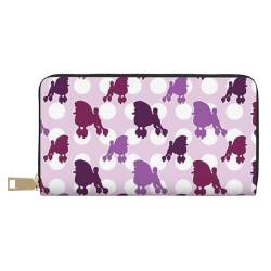 YFSGDLBN Purple Poodle Polka Dot Printed Long Leather Wallet Clutch Wallet Zip Card Case, weiß, Einheitsgröße von YFSGDLBN