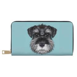 YFSGDLBN Schnauzer Blau Bedruckte Lange Leder Geldbörse Clutch Geldbörse Reißverschluss Kartenetui, weiß, Einheitsgröße von YFSGDLBN