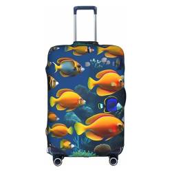 YHBLYKXP The Underwater World Trolley-Koffer mit tropischem Fisch-Druck, modischer Koffer-Schutz, versteckter Reißverschluss, Weiss/opulenter Garten, Large von YHBLYKXP