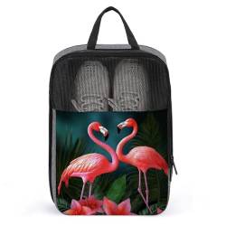 Reise-Schuhtasche, Flamingo-Blumen-Druck, Schuhbeutel, Outdoor-Schuhtasche, mit Reißverschluss, Schuhbeutel, für Herren und Damen, Stil, Einheitsgröße, modern, Stil:, Einheitsgröße, Modern von YHEGBFD