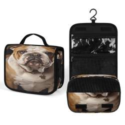 YHEGBFD Kulturbeutel, Motiv: Englische Bulldogge, Volldruck, Kulturbeutel, Kulturbeutel, multifunktionale Kosmetiktasche für Damen und Herren, Englische Bulldogge, 22,5 x 18,5 cm, Englische Bulldogge, von YHEGBFD