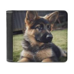 YHEGBFD Schlanke Geldbörse für Herren, Deutscher Schäferhund, Welpen-Druck, Kartengeldbörse, Faltbörse, Vordertasche, Brieftaschen für Herren, Stil, Einheitsgröße, modern, Stil:, Einheitsgröße, Modern von YHEGBFD