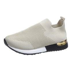 Damen-Sneaker Freizeitschuhe Orthopädische Bequeme Casual Platform Dics Für Frauen Luftgepolsterte Wanderpantoffeln Für Frauen Leichte Und Atmungsaktive Laufschuhe-Beige||41 von YIENHUI