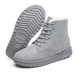 Frauen Schneestiefel Warme Anti-Rutsch Kurzschaft Stiefel Damen Schneestiefel Mit Schnürung wasserdichte Winterstiefel Mit Flachem Absatz Mode Casual Boots-Grey||39 von YIENHUI