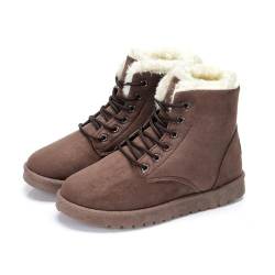 Mini Stiefel Für Frauen,Damen Stiefeletten,Plateau Boots Flat Casual Boots,Klassische Mini-Stiefelette Mit Fell Gefüttert,Warme Mit Fell Gefütterte Winterstiefel Mit Anti-Rutsch-Beschichtung-Brown||38 von YIENHUI