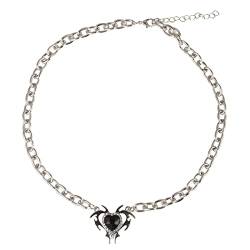 YIGZYCN Zirkon-Liebesanhänger-Halskette, dicke Kette, Punk-Kette, Halskette, Legierungsmaterial, Geschenk für Frauen, Mädchen, Partyschmuck, Liebeskette für Frauen von YIGZYCN