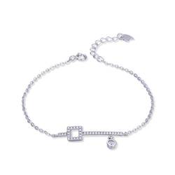 YIHANSS Armband aus Sterlingsilber, einfacher Stil, Armband mit quadratischem Schlüssel aus Zirkon, Schmuck für Paare, Damen, quadratisch, Silber von YIHANSS