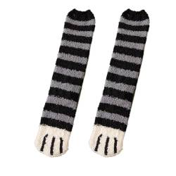 YIzdegg Flauschige Damen-Socken, gemütlich, weich, flauschig, niedliche Tier-Slipper-Socken, warme Schlafsocken für Mädchen Damensocken Schwarz (Dark Gray, One Size) von YIzdegg