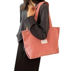 YJHLY Women'S Totes Großkapazität Cord -Umhängetasche Mode Einfache Handtasche Freizeitstudent Seitentaschen Für Frau-Pink von YJHLY