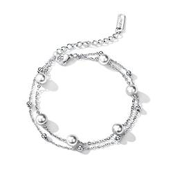 YJHQSS Armband, zarte doppellagige Perlen, feminines Date-Armband, Bestie- und Schwesternkette, Geschenk (a) von YJHQSS