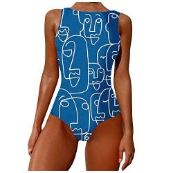 YJING Langer Badeanzug Damen Badeanzug Damen Set Sexy Badeanzug Damen Große Größen Badeanzug Punkte Damen String Badeanzug Damen 02 Blau L von YJING