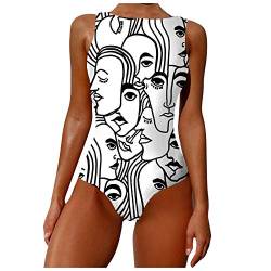 YJING Schwarzer Badeanzug Damen RüCkenfrei Badeanzug Damen Mit BüGeln Shapewear Badeanzug Schwarz Weisser Badeanzug Badeanzug Mit Volant Badeanzug Blumen Badeanzug Damen Badeanzug 431 06-Weiß M von YJING