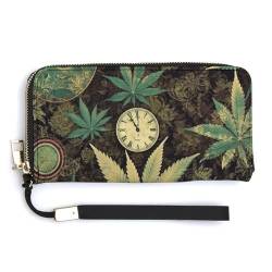 Geldbörse aus PU-Leder, Motiv: A Puff in Time, Marihuana-Druck, moderne Damengeldbörse, lange Geldbörse für Frauen, Handheld-Clutch, Stil, 20 x 10,5 cm, modern, Stil:, 20.0*10.5cm, Modern von YJWANDO