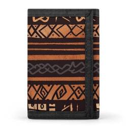 YJWANDO Dreifach gefaltete Brieftasche, afrikanischer Schlammstoff, Tribal-Druck, Geldbörse mit mehreren Fächern, elegante Brieftasche, praktische Brieftasche, langlebig, modernes Portemonnaie, Stil, von YJWANDO