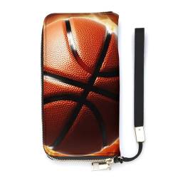 YJWANDO Geldbörse aus PU-Leder, Motiv: Basketball auf Feuer, moderne Damengeldbörse, lange Geldbörse für Frauen, Handheld-Clutch, Stil, 20 x 10,5 cm, modern, Stil:, 20x10.5cm, Modern von YJWANDO